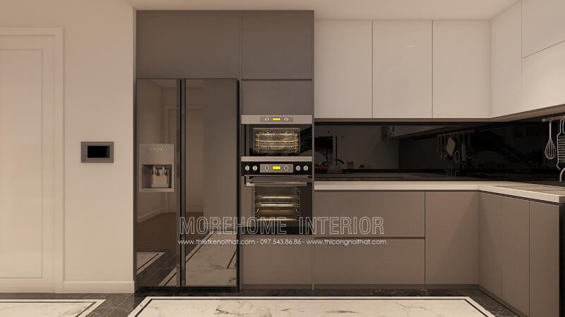 Với lối thiết kế nhẹ nhàng, đơn giản, không quá kiểu cách mang tủ bếp gỗ cao cấp lại không gian nội trợ đầy cảm hứng mà vô cùng sang trọng Tủ bếp đẹp, tủ bếp đẹp hiện đại, tủ bếp An Cường, tủ bếp cao cấp