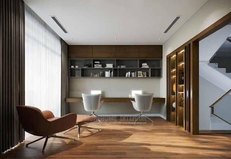 Phòng học đẹp, đơn giản ở nhà dành cho 2 người phù hợp mọi không gian. Thiết kế nội thất chung cư