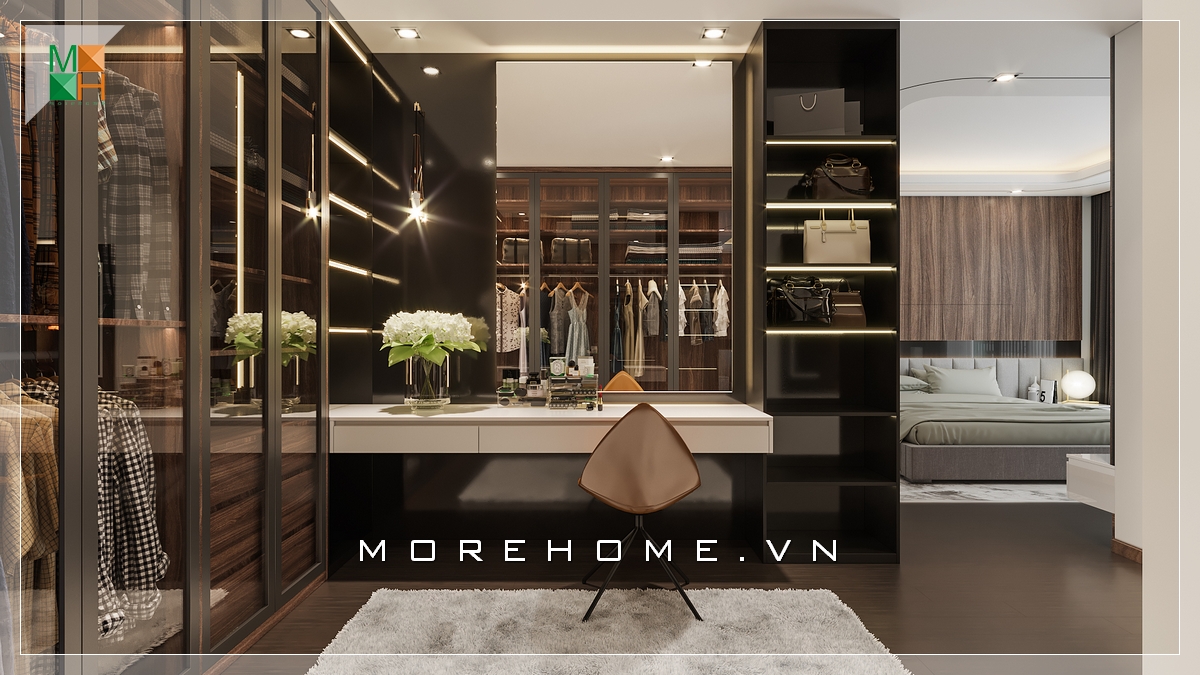 thiết kế nội thất phòng thay đồ rất sang trọng cho chung cư, nhà phố, biệt thự Thiết kế nội thất chung cư