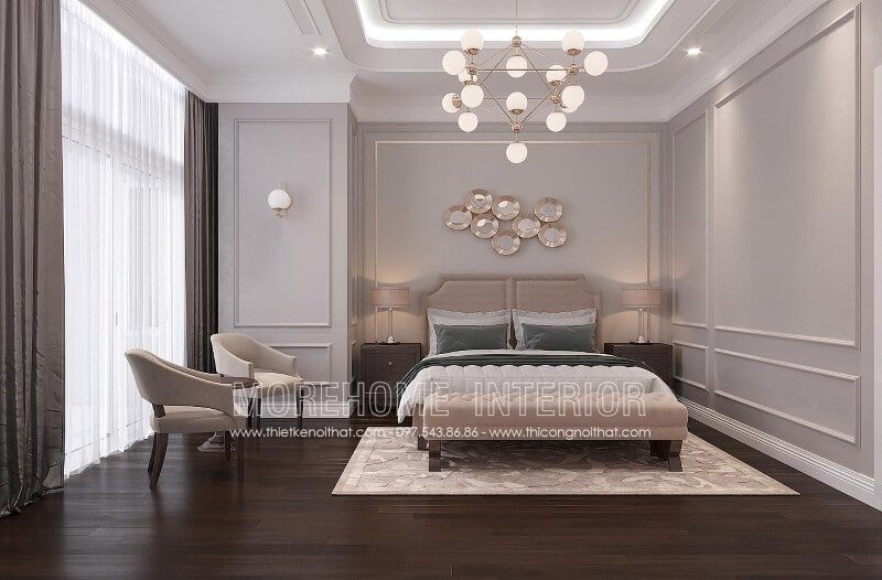 Gợi ý mẫu giường ngủ chung cư phong cách tân cổ điển sang trọng và cuốn hút