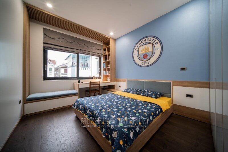 Chúng tôi đã thực hiện việc thi công nội thất phòng ngủ trẻ em con trai với chất lượng cao nhất cho biệt thự 4 tầng tại Nghệ An.